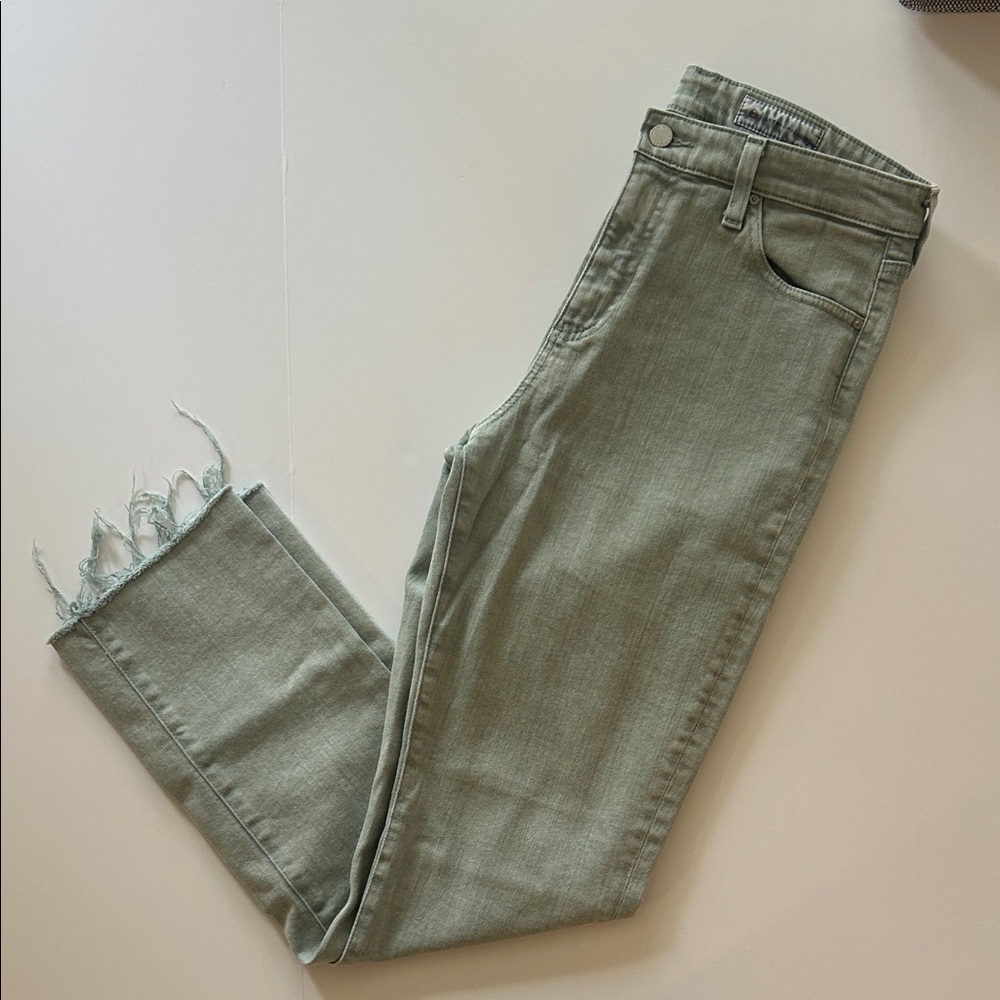 Anthropologie Green Frayed Hem Jeans